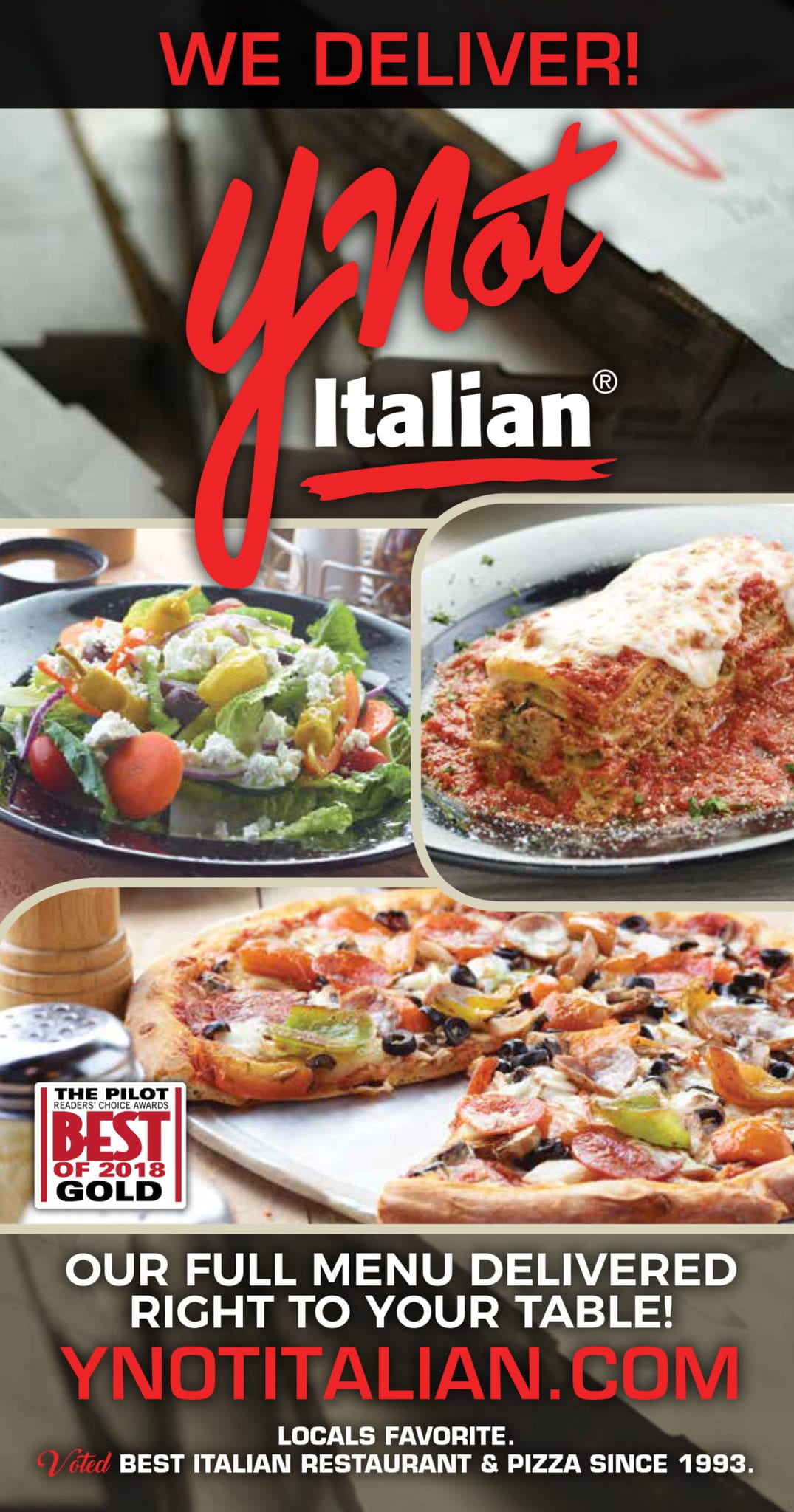 Full Italian Restaurant Pizza Menu | Ynot Pizza &amp; Italian Cuisine
