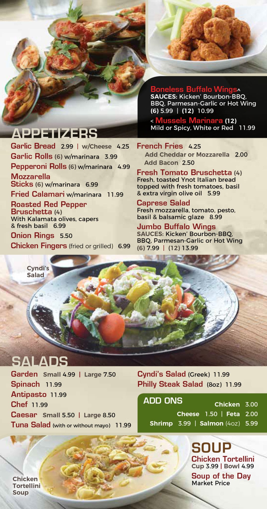Full Italian Restaurant Pizza Menu | Ynot Pizza &amp; Italian Cuisine