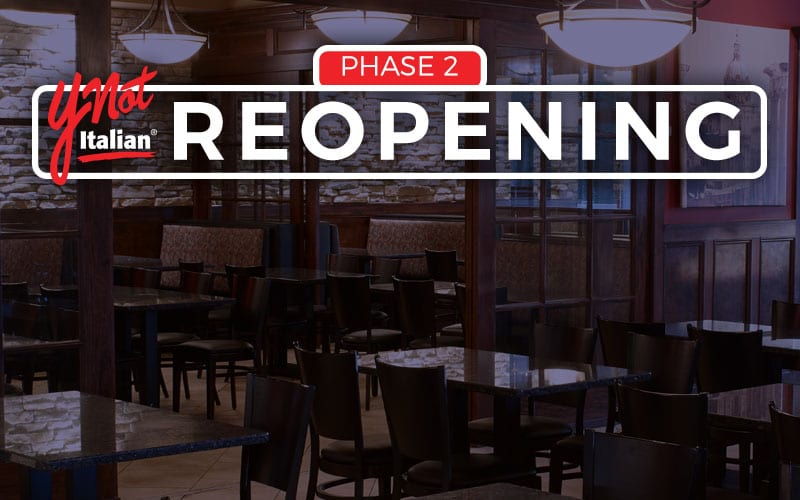 Ynot Italian: Phase 2 Reopening Dining Rooms Guidelines | Ynot Italian